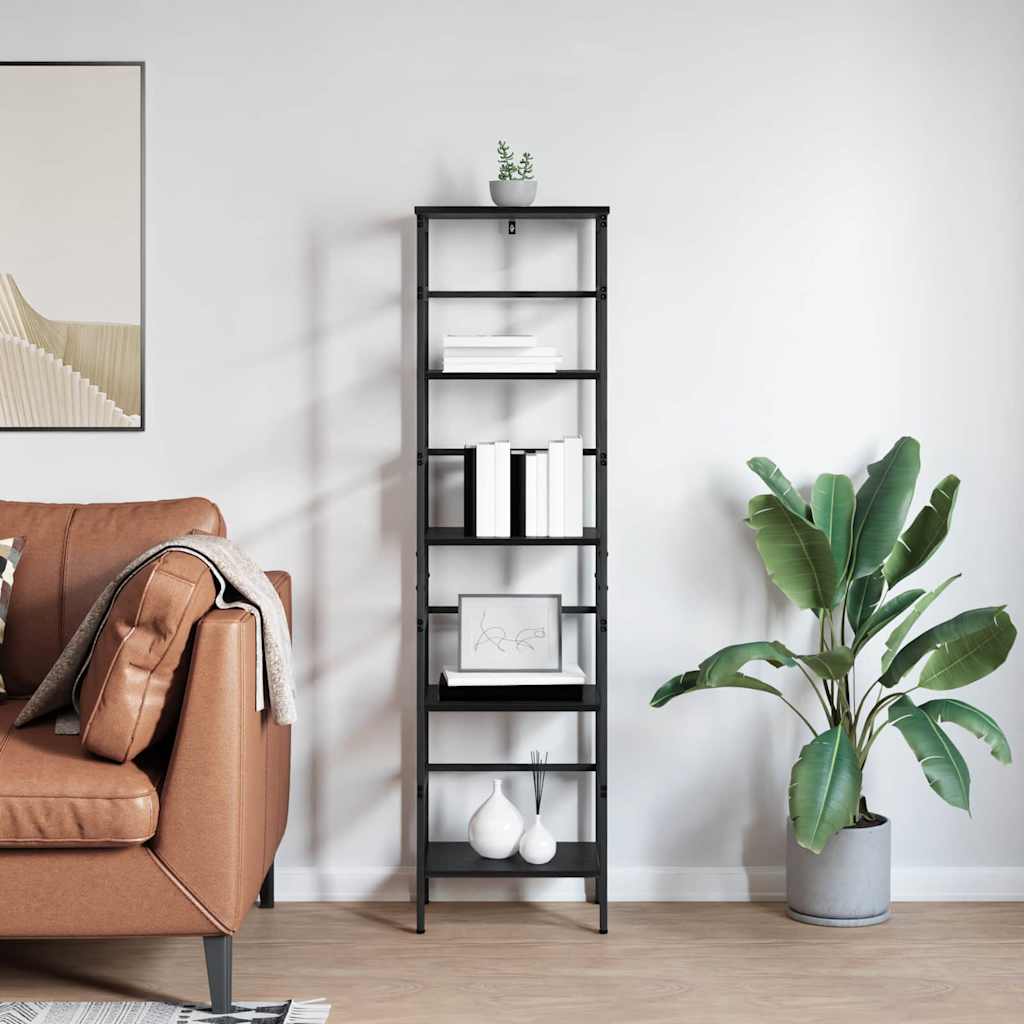 Bookshelf Black Oak Look 40 x 29.5 x 149 cm