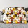 Lucky Cat Blankets Flannel Spring Autumn Cute Kitty Maneki Neko Portable Soft Throw Blankets for Home Office Bedspreads