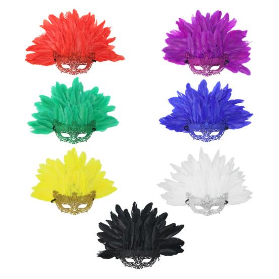 Feather Masquerade Masque for Women Venetian Half Face Masque with Feather Mardi