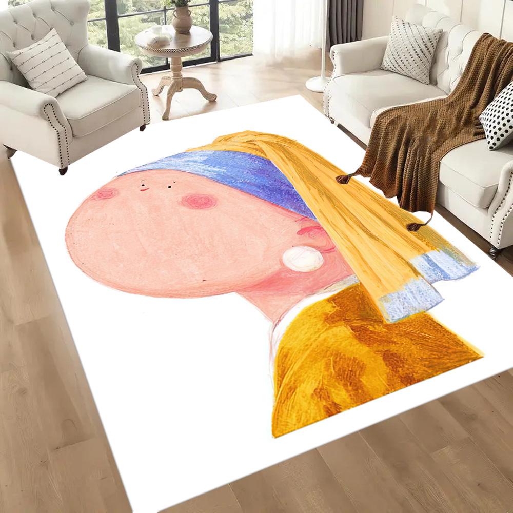 Girl With A Pearl Earring Square rugs are a great choice for living rooms, bedrooms, home décor, and as gifts
