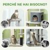 132cm High Multi-Level Cat Tree with House, Bed, Scratching Posts, Brush and Ball, Grey