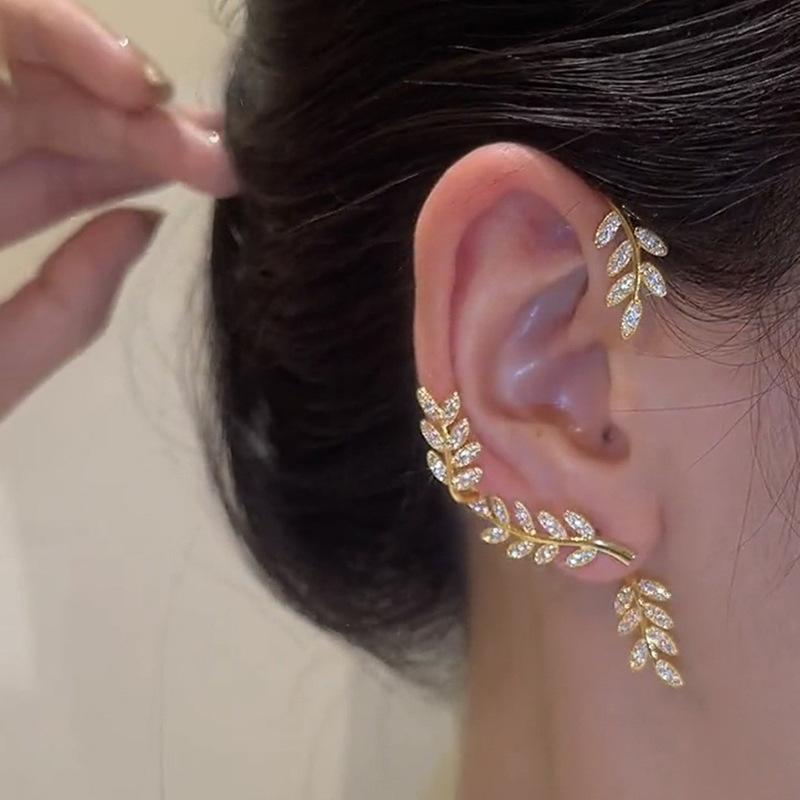Корейская Мода Циркон Бабочка Эльф Кафф на Ухо Для Женщин Сверкающий Циркон Кристалл Без Прокола Клипсы Свадебные Украшения