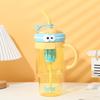 Water bottle summer dopamine large capacity plastic cup cute big eye boy high value straw cup with handle anti-drop ice cup