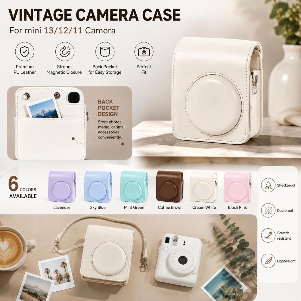 Rear Pocket Instant Camera Case Retro Camera Case for Fujifilm Instax Mini 13/12/11 Outdoor Carry