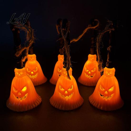 Broom Shape Light Halloween Pumpkin Light Hanging LED Witch Lamp Party Supplies Spooky Decorative for Holiday Decor