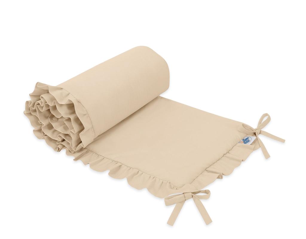 Universal Crib Bumper with Ruffles for Baby Cribs - Beige