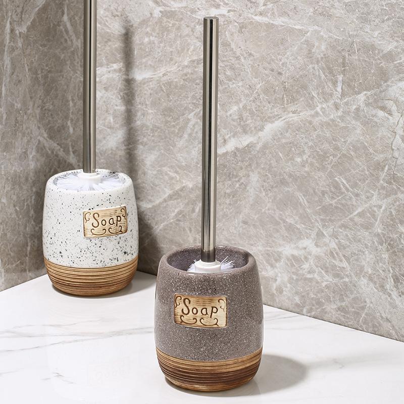 Туалетная щетка с длинной ручкой и керамическим держателем, съемная мягкая щетина для глубокой очистки