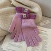Polyester Full Finger Gloves Cold Proof Winter Warm Gloves Fashion Knitted Gloves  For Women