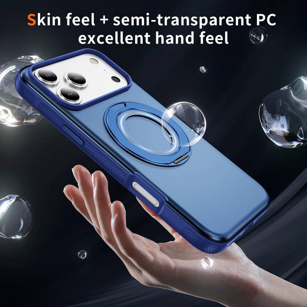 360 Магнитная подставка для чехла iPhone 17/Air/16/15/14/13/12 Pro Max 11, Подходит для магнитной вращающейся кольцевой подставки, Тонкий, полупрозрачный