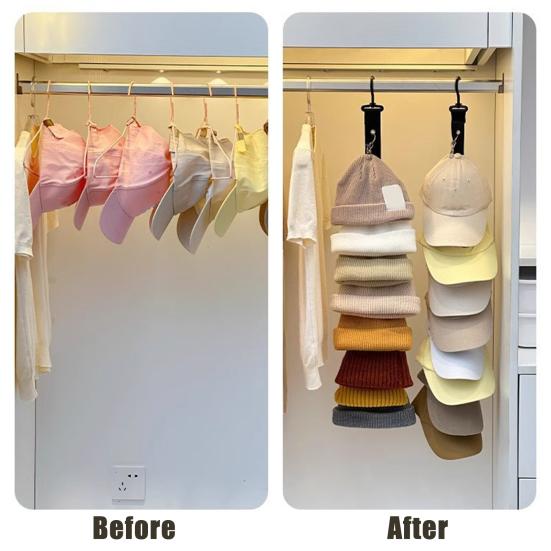 Держатель для кепок для шкафа, вешалка для бейсболок с 8 зажимами