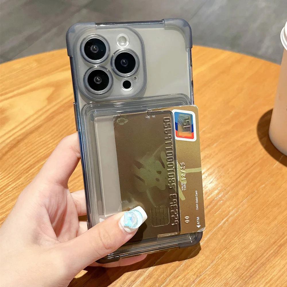 Четырехугольный противопадающий чехол для карточек, прозрачный чехол для телефона iPhone 13 12 11 14ProMax 15ProMax 15 Plus, мягкий силиконовый чехол