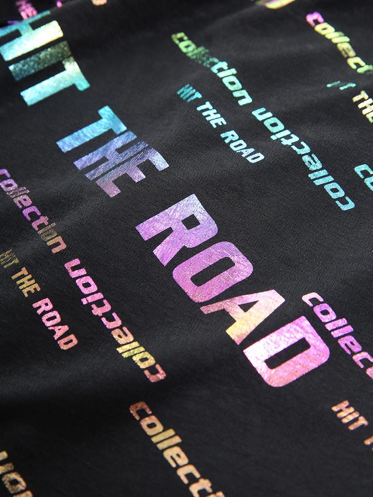 Rosegal Плюс Размер Омбре Блестящий Буквенный Принт Зашнуровать Цепочку Носовой Платок С Открытой Спиной Асимметричная Майка