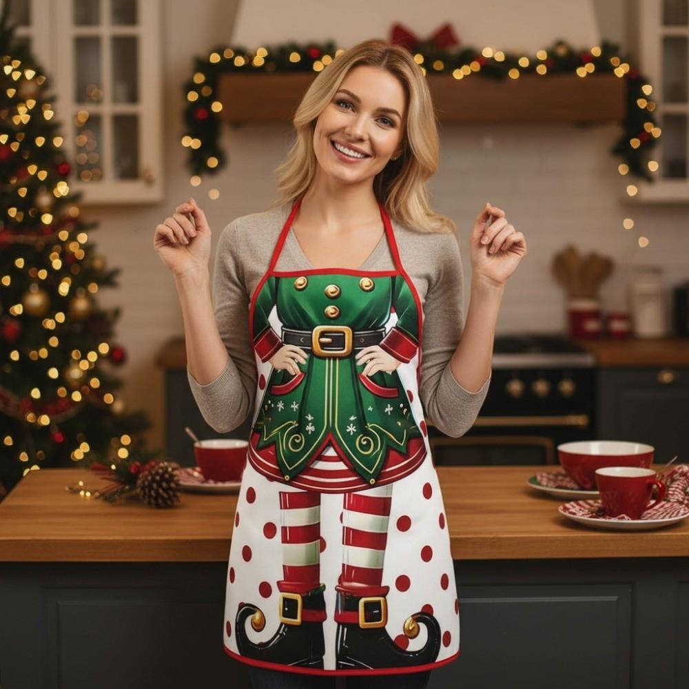 4PCS Unisex Kitchen Cooking Aprons Waterproof Christmas-Themed Apron  Restaurant
