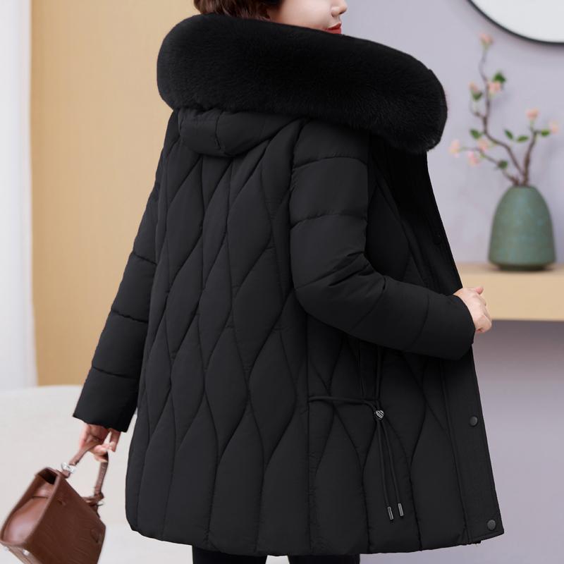 Winter Jackets Middle Age Woman Plus Size Outerwears Hooded Faux Fur Collar Thick Warm Casual Winter Coat Female Parkas