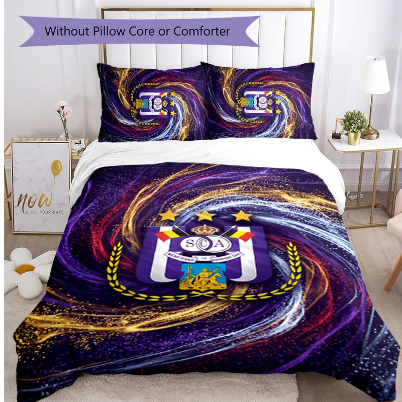 Anderlecht FC Printed 3PCS Bedding Set Breathable Duvet Cover with Pillowcases Decorative Bed Linen for Bedroom Home