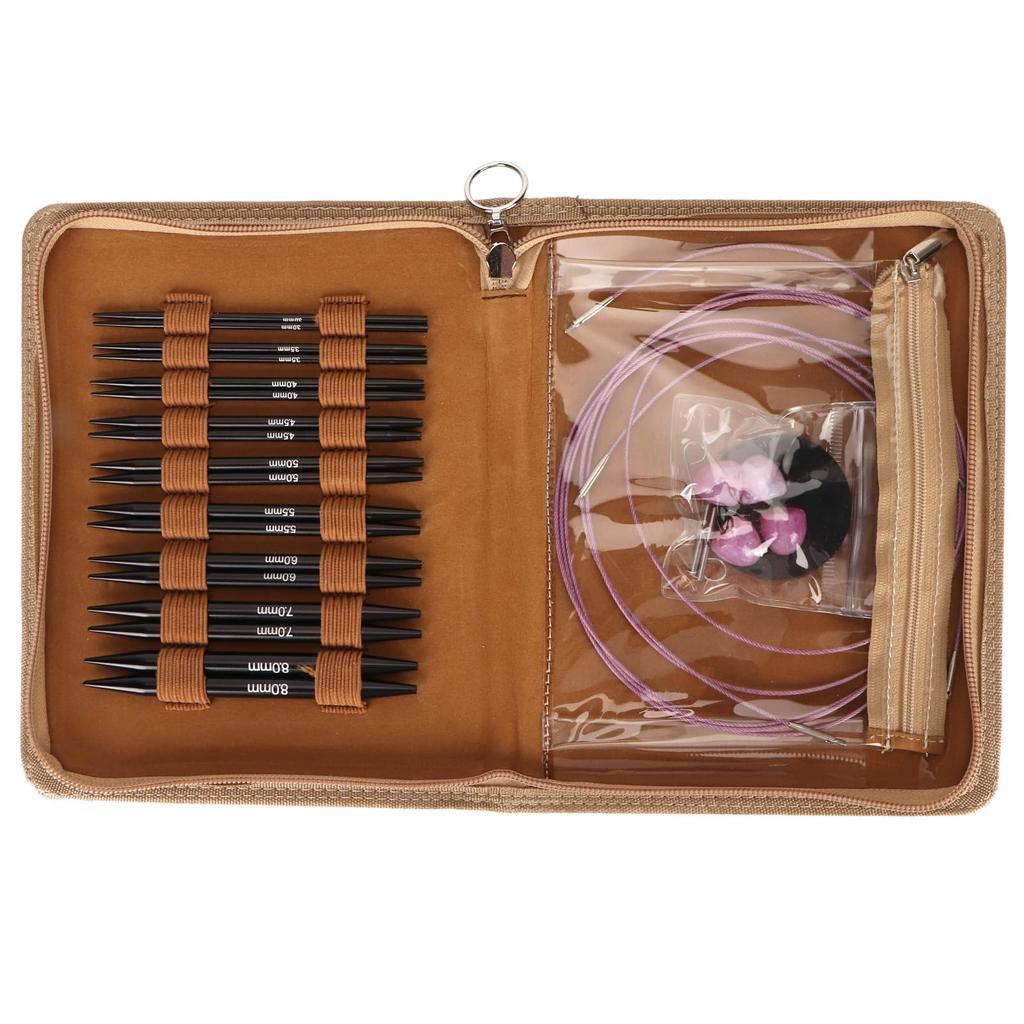 Crochet Hooks Circular Knitting Needles Set Aluminum Stainless Steel PU Crafts Weaving Knitting DIY Tools Home Use with Storage Handbag 3-6mm