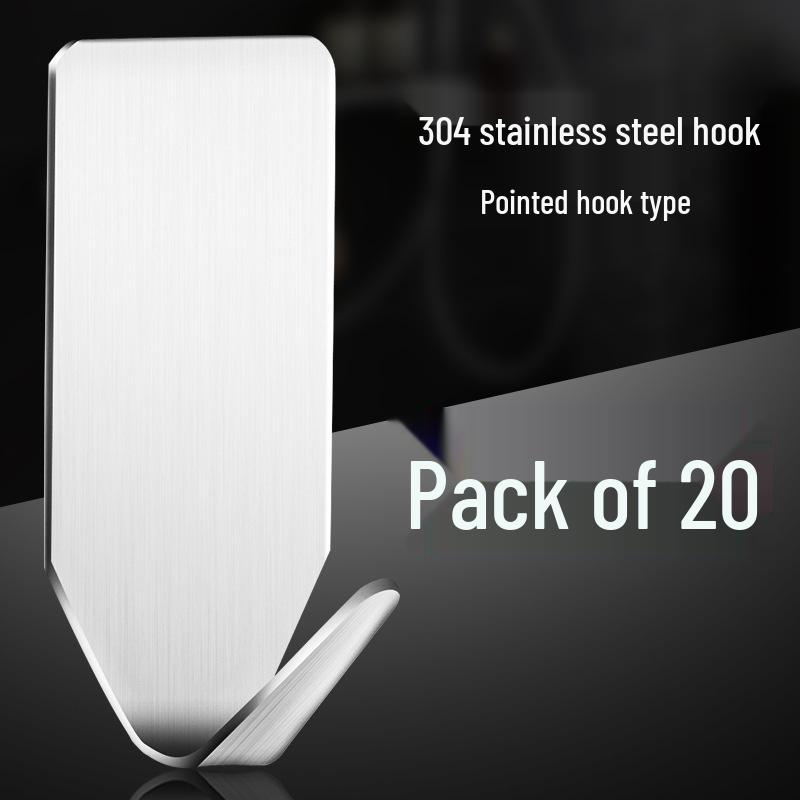 Stainless Steel Adhesive Wall Hook for Clothes, Coats, and Hats - No-Punch Installation, Ideal for Kitchen and Bathroom.