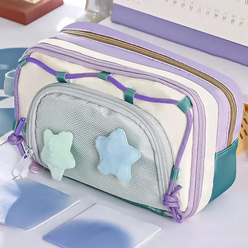 Многоцелевой Большой вместимости Многослойный Пенал Чехол Простой Студенческий Канцелярский Органайзер для Макияжа для Стола Хранение Школьные Принадлежности