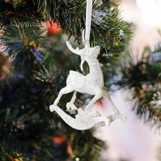 Блестящие рождественские украшения, лось, снежинка, елочные подвесные украшения, зимняя тематика, праздничный декор, подвеска для деревьев, стен, дверей