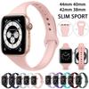 Тонкий ремешок для Apple Watch 6 SE, ремешок 40 мм/38 мм, 42 мм/44 мм, тонкий узкий силиконовый спортивный ремешок на запястье для женщин и девочек для iWatch Series 5/4/3/2/1