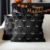 Halloween Pillow Cover 18"x18" Ghost Throw Pillow Cover Plush Bat Zippered Pillow Case for Home Living Room Bedroom Decoration