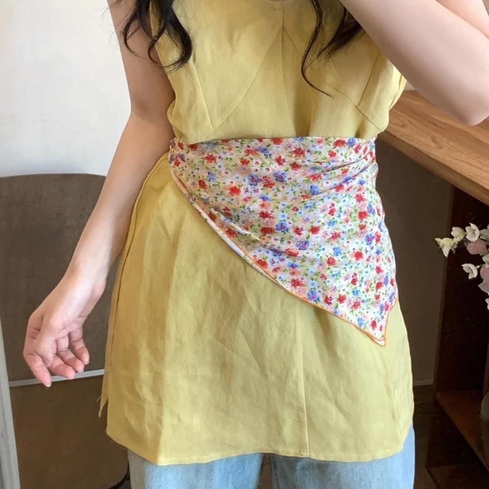 3pcs/set Korean Style Printed Headscarf Thin Fabric Flower Square Headband Holiday