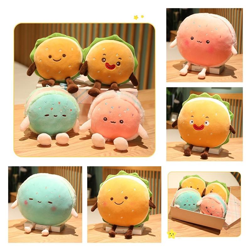 Cartoon Hamburger Plush Cushion With Short Plush Material For Home Decor And Comfort