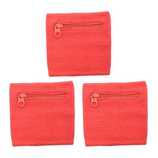 3 шт. спортивный браслет с карманом на молнии, очень широкий эластичный ремешок для защиты запястья, дышащий и поглощающий пот фитнес-кошелек на запястье для бега