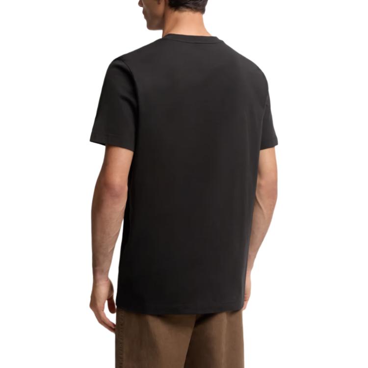 Moncler Flocked Logo Cotton T-Shirt Men Tops Black K2-091-8C00036-8390T-999