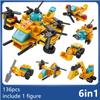 6in1 NEW Aircraft Helicopter Spiral Mini Loader Truck Classic Model Building Blocks Sets Bricks Toy City