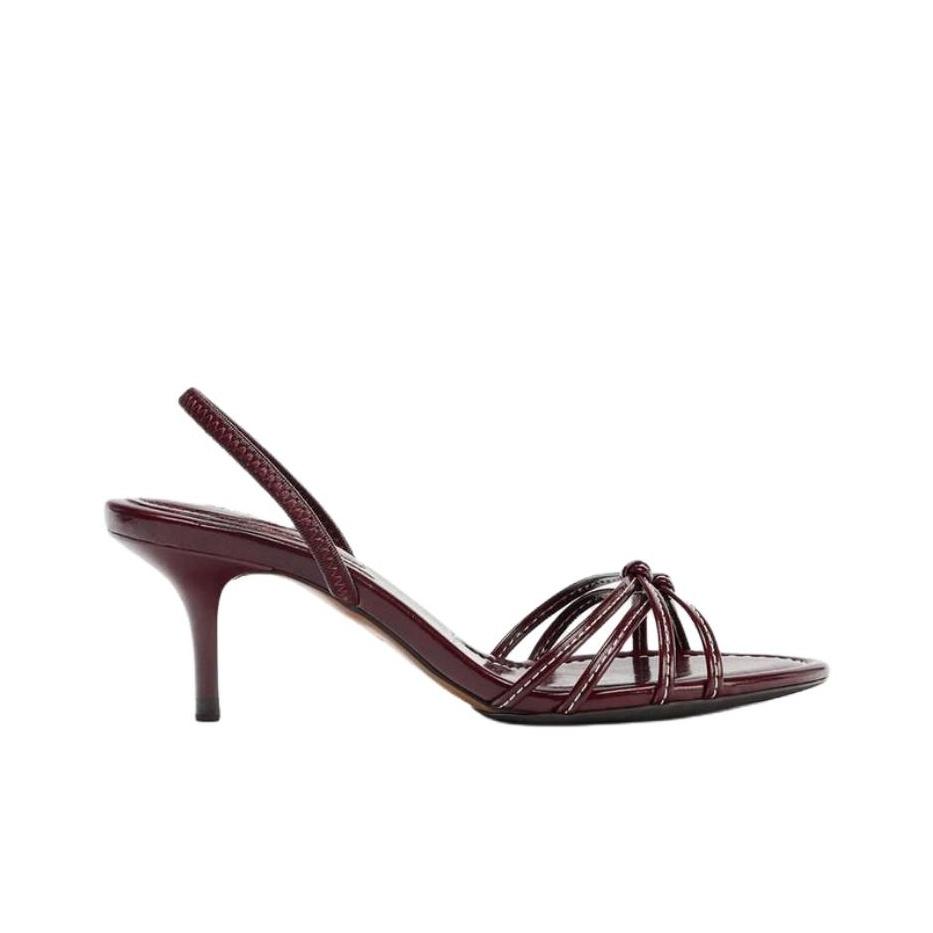 Zara Модные Удобные Сандалии на Одной Пряжке 6 см Женские сандалии Бордовый 2302610022