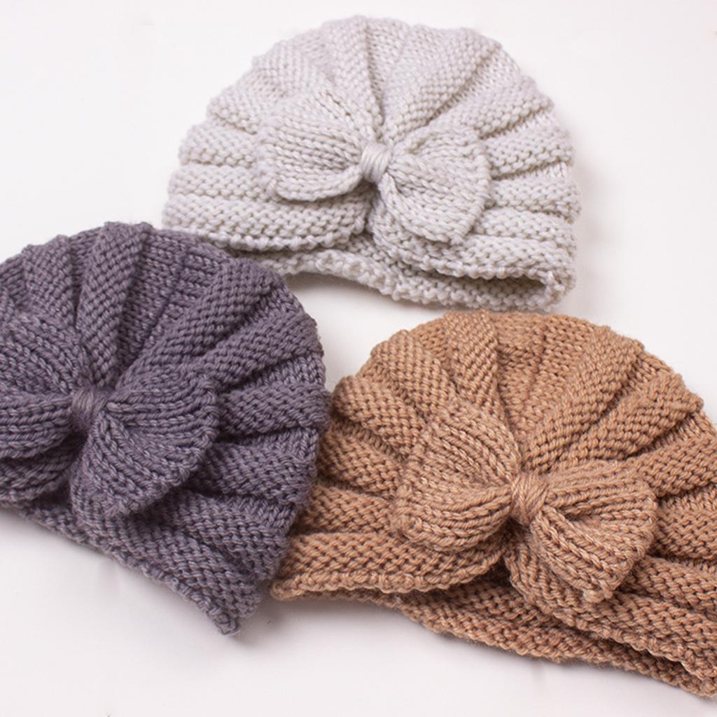 2022 Autumn/Winter Baby Bow Wool Hat - European & American Style, Knitted Warm Fetal Cap for Children
