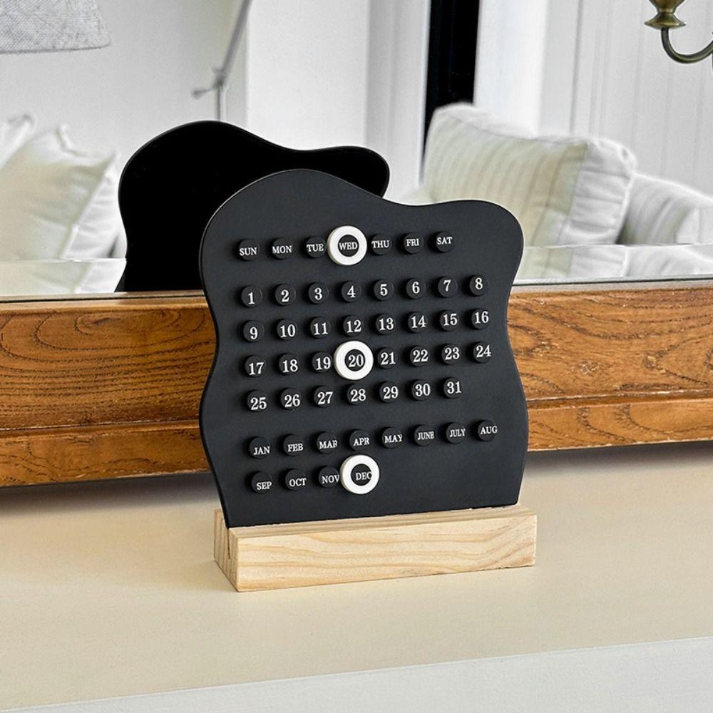 Cute Wood Perpetual Calendar DIY Schedule Planner Fashion Calendar Ornaments Home Office Desk
