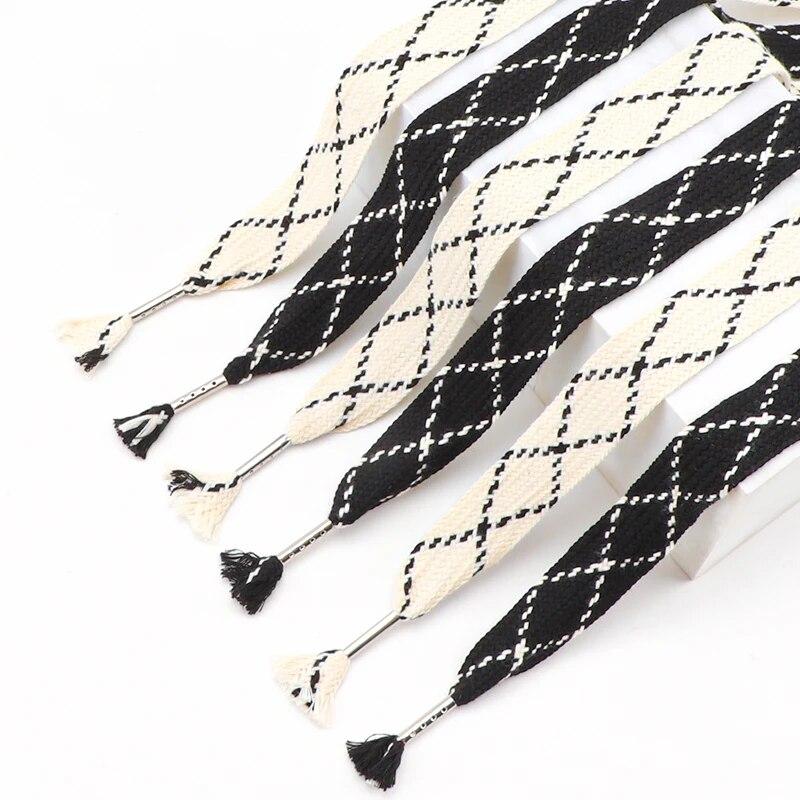 2.5CM Widened Black White Shoe Laces for Sneakers Flat Shoelaces Canvas Shoes Slippers Croc Shoelace Shoe Decoration 120CM/140CM