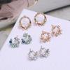 Корейская мода простые цветные серьги-цветы прозрачные темпераментные хрустальные серьги-лепестки со стразами популярные аксессуары оптом
