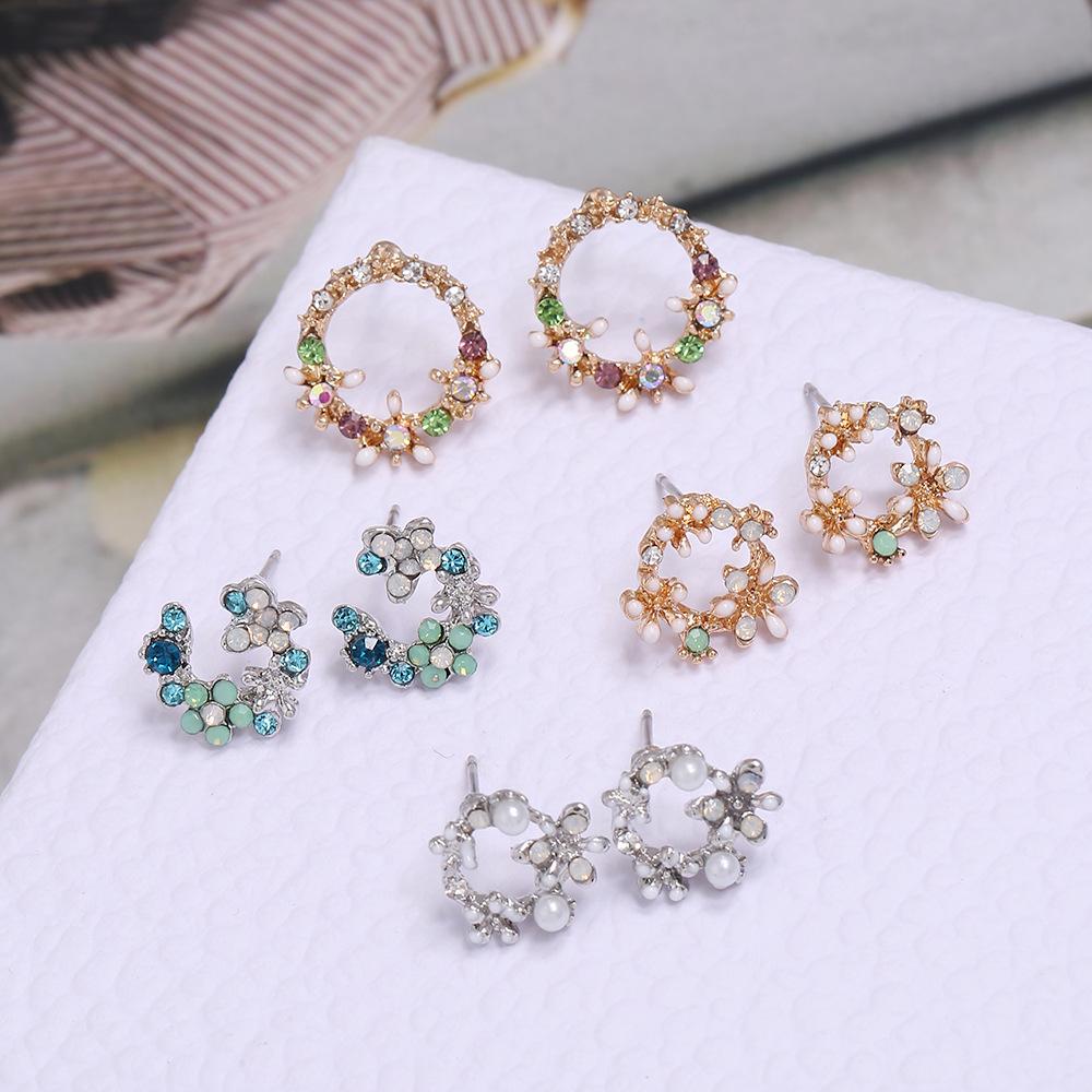 Корейская мода простые цветные серьги-цветы прозрачные темпераментные хрустальные серьги-лепестки со стразами популярные аксессуары оптом