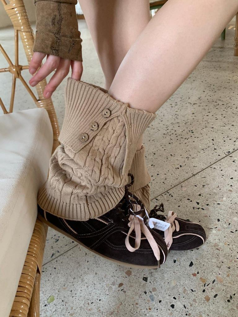 Ретро гетры с пуговицами и отворотами, вязаные косами: Гольфы Slim Fit для подиумной моды Осень-Зима