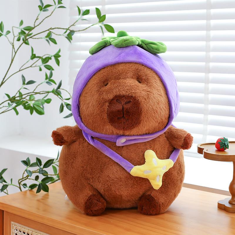 New Lotus Eggplant Hat Backpack Capybara Doll Ugly Cute Kapibara Dolphin Boy Plush Toy Grab Machine