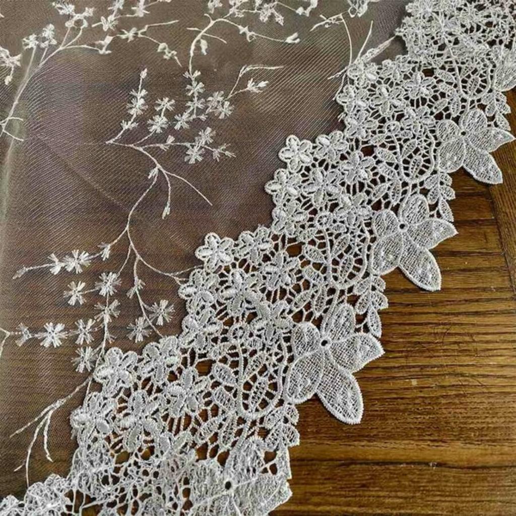 Вивьен Круглый Белый Замороженный Белый Серия Цветов Кружевная Вышитая Скатерть WK4438N2 (Вивьен) [Скатерть 150 см] Центр/Стол