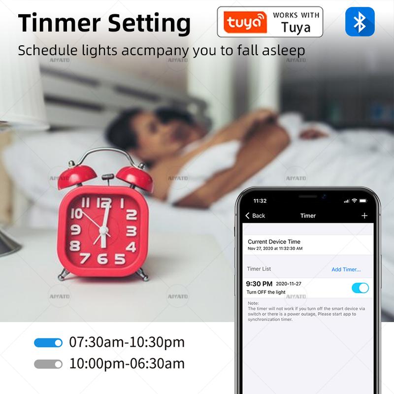 Tuya Bluetooth Светодиодная Лампа Диммируемая 15Вт 18Вт E27 B22 220В RGBCW Изменение Цвета Лампы Smart Life Приложение Групповое Управление Музыкальный Ритм Таймер