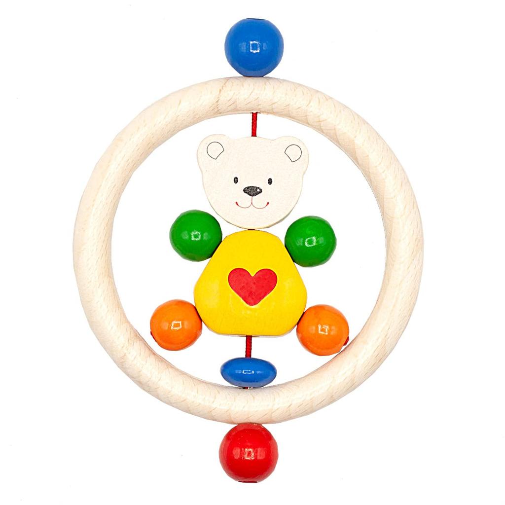 Вращающаяся деревянная погремушка в форме сердца, сделанная в Германии, развивающая игрушка для пальцев, дедушка, оригинальное кольцо диаметром 9,5 см