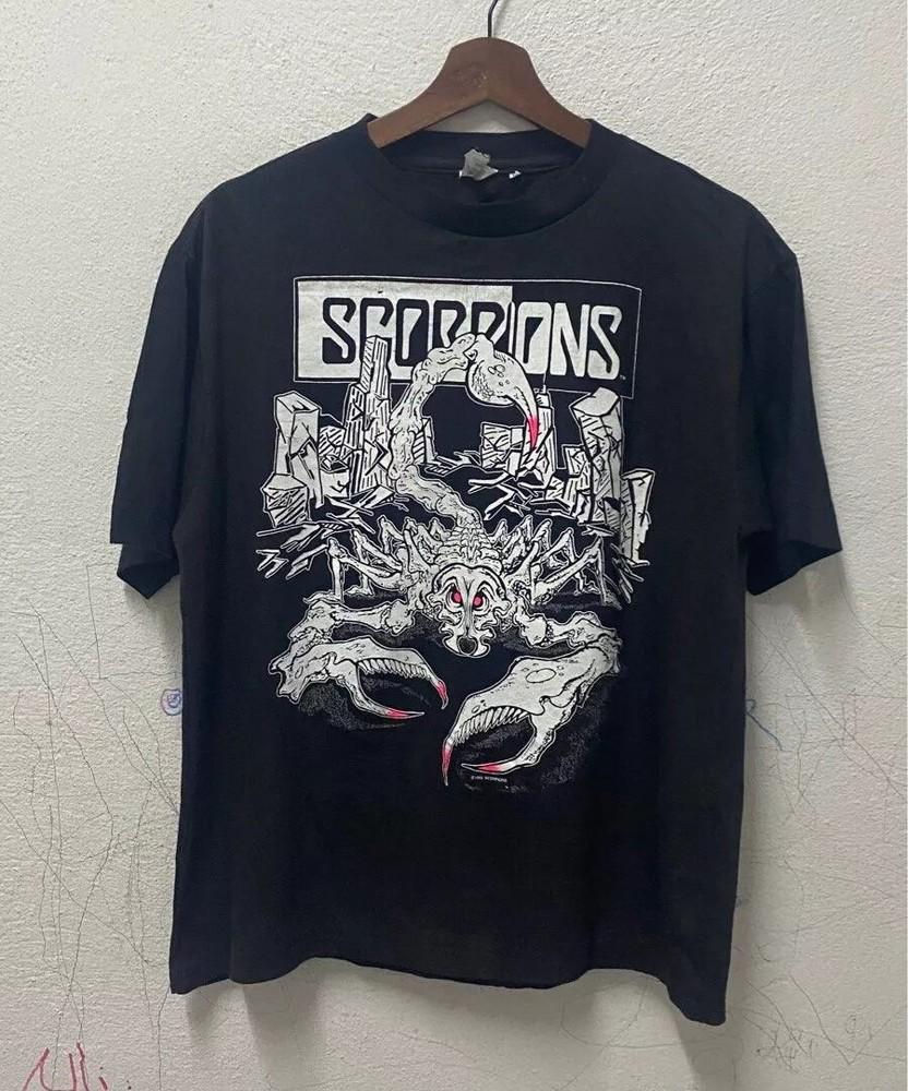 Футболка унисекс с графическим принтом группы Scorpions, короткий рукав, ретро, черная, S-5XL, репринт