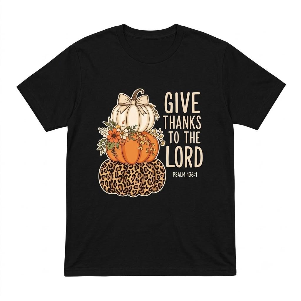 Christian Jesus Fall Thanksgiving Pumpkin Fall Black T Shirt Gift For Friends