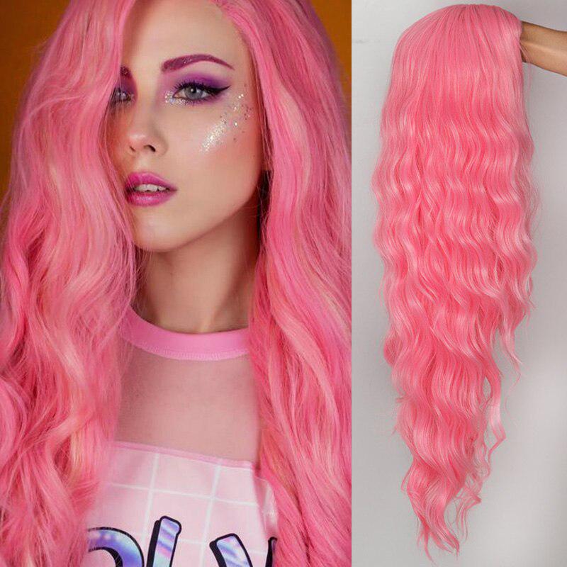 XINRAN Длинный волнистый женский парик, натуральные волосы с боковой частью, Ombre, синтетические парики, оранжевый/блондинный/розовый, парики для косплея, термостойкие для женщин