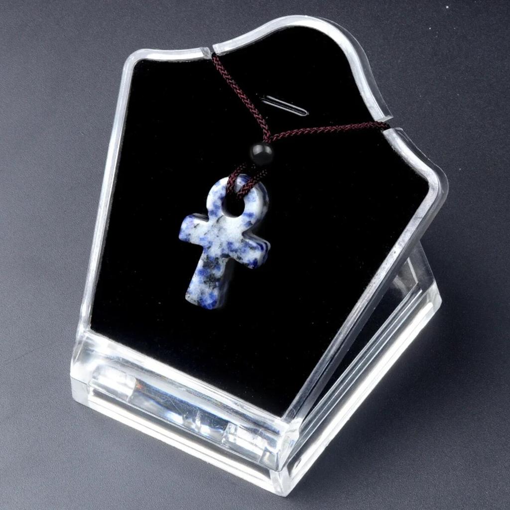 Ожерелье AnKa из натурального камня с кристаллами агатов Crux Ansata, подвеска в форме креста для женщин, подарок на день рождения, цепочка 32 см