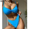 Wrinkled Underwired Mid Waist Bikini Female Swimsuit Women Swimwear Two-pieces Bikini Set Bather Bathing Suit Swim Lady