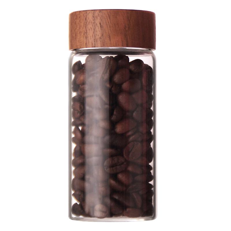 Coffee Bean Glass Tube With Wood Tool Bottled Tubes Grain Storage Wooden Sealed Airtight Canisters