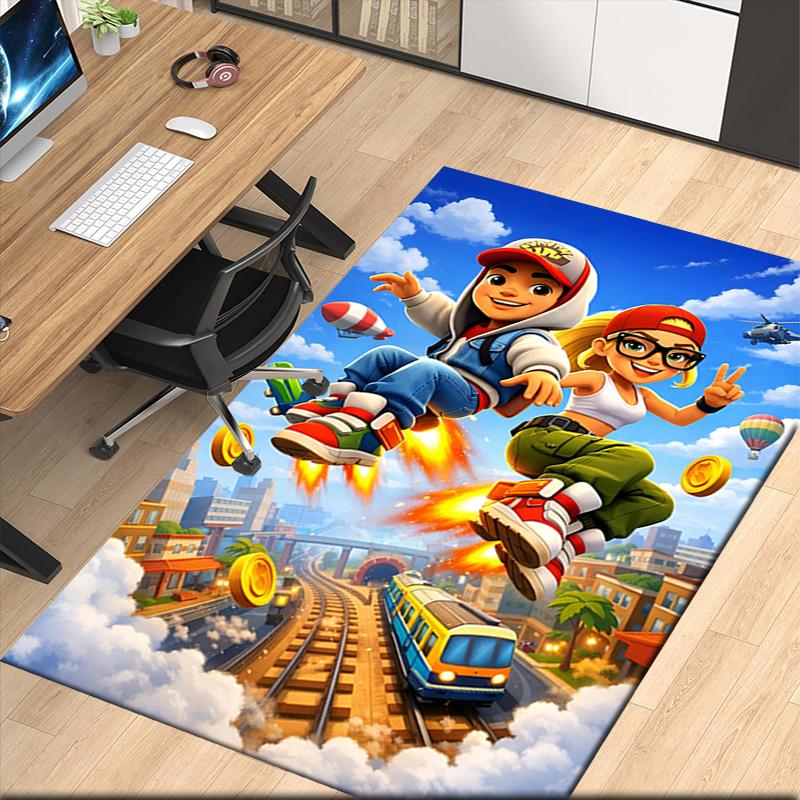 Ковер с принтом Subway Surfers для офисного кресла, гостиной, спальни, кухни, Декор, Подарки