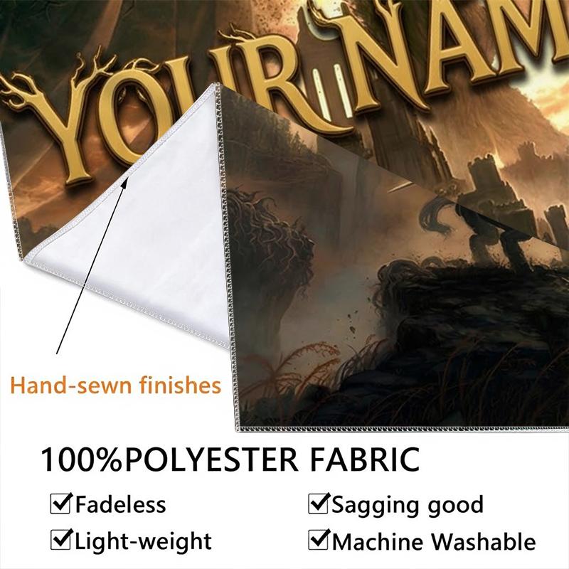 Custom Name Elden Wall Tapestry Aesthetic Wall Hanging Printed Fabric Blanket Decorative Tapestries for Bedroom Living Room Home Decor