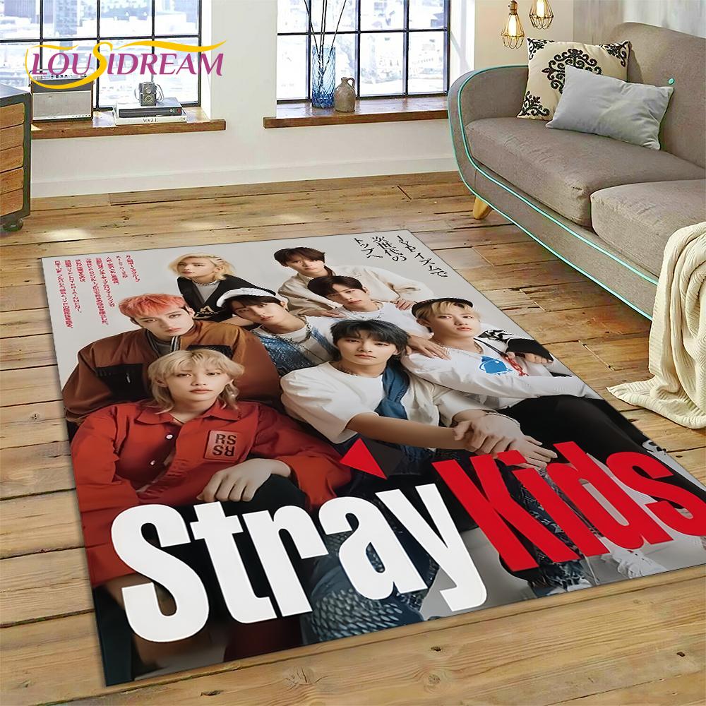HD Korea Kpop Stray Kids 3D Singer Rug Carpet for Living Room Bedroom Home Decor,Floor Mat Non-slip Decoration for Sofa Doormat